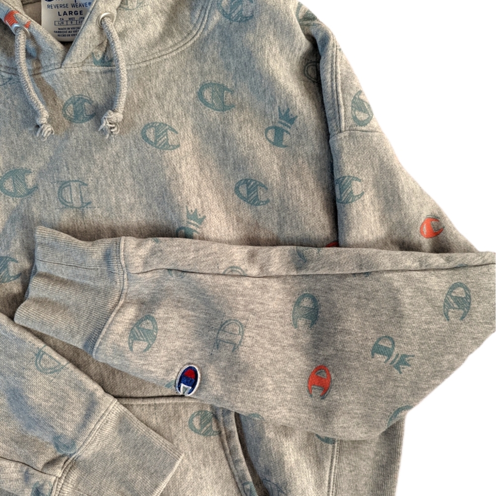 Champion Reverse Weave All Over Print Grey Hoodie - image 5